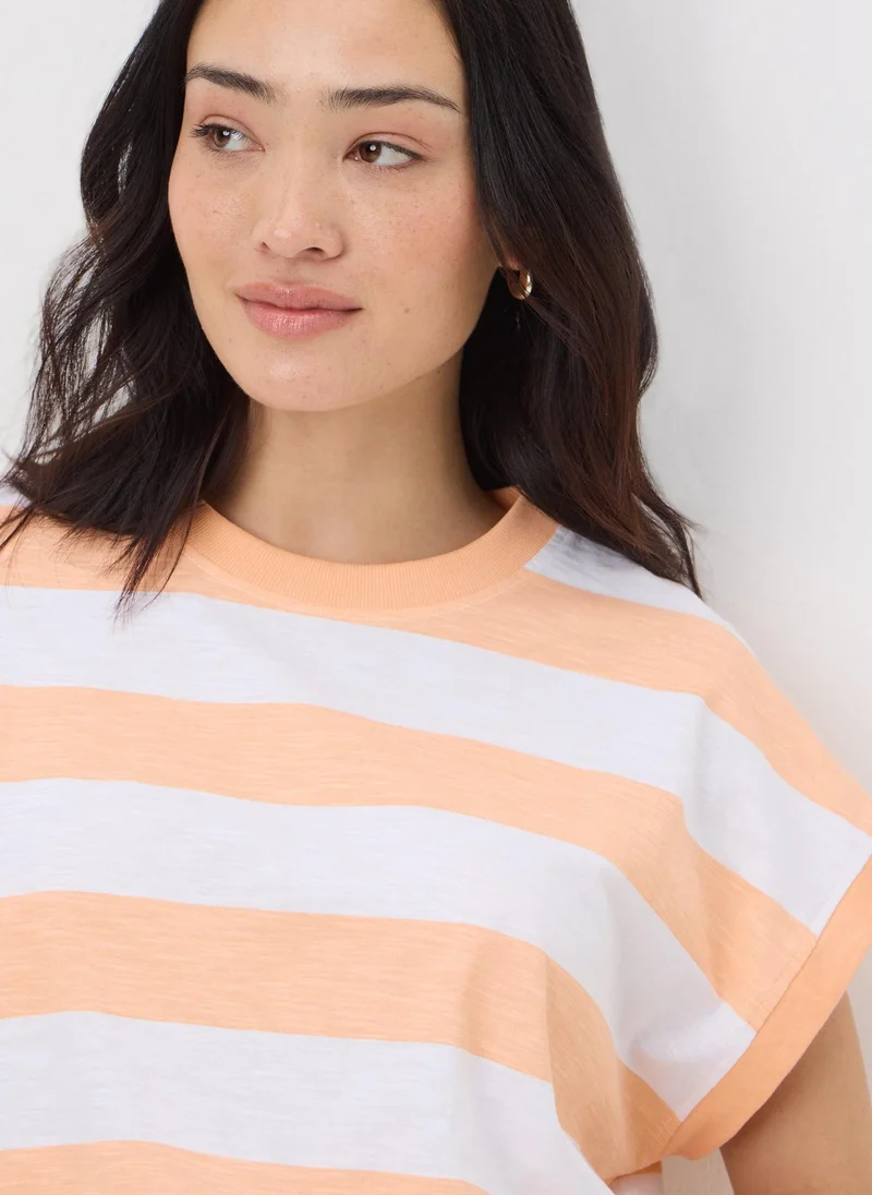Matalan Peach Stripe Short Sleeve Top