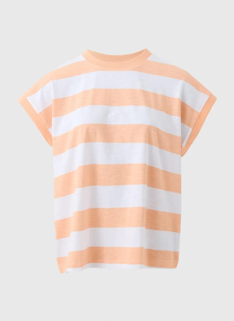 Matalan Peach Stripe Short Sleeve Top