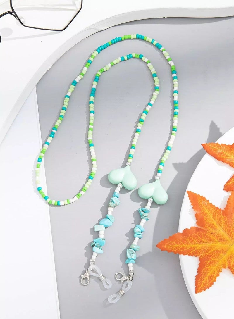 2pcs Heart Decor Beaded Face Covering Chain  - Image 3