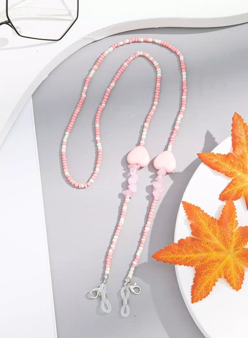 2pcs Heart Decor Beaded Face Covering Chain  - Image 4