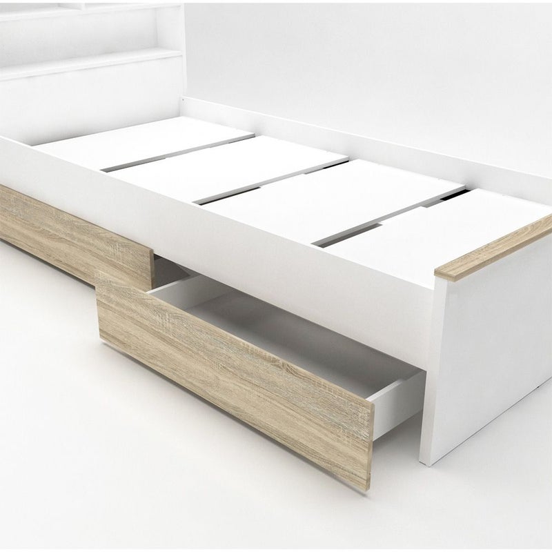 DANUBE HOME Stanley V2 90x200 House Bed With 2 Drawers | Modern Design Wooden Kids Bed Frame Furniture | Comfortable Bed (Mattress Not Included) - Sonoma Oak & White - Image 5