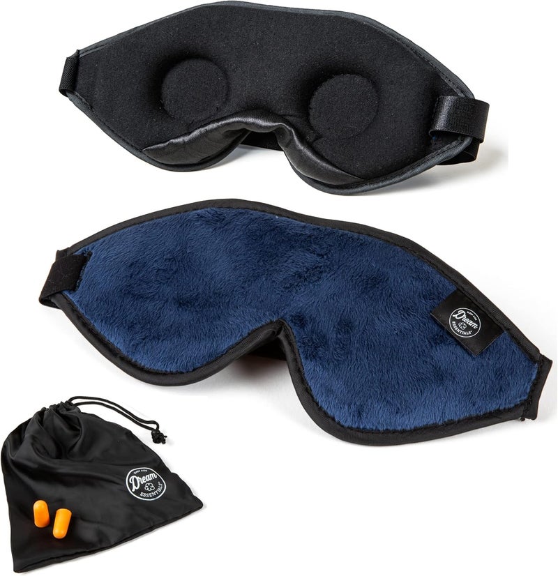 Dream Essentials Escape 3D Sleep Mask with Earplugs and Carry Pouch - Navy Blue - Image 1