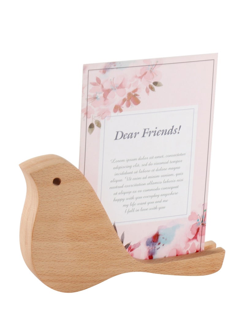 general Wooden creative bird-shaped desk calendar shelf, desktop sticky notes, message postcards, solid wood base, creative decoration - Image 1