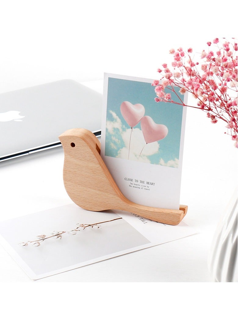 general Wooden creative bird-shaped desk calendar shelf, desktop sticky notes, message postcards, solid wood base, creative decoration - Image 2