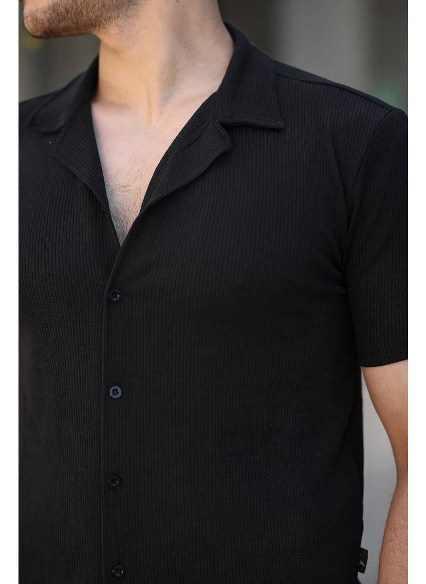 IXIR - Slim Striped Men's Shirt Black - Image 1
