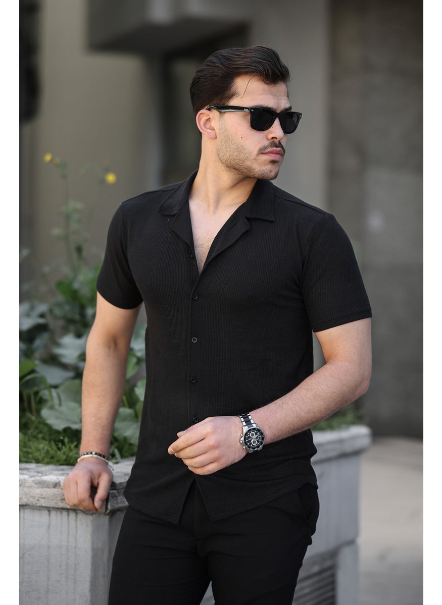 IXIR - Slim Striped Men's Shirt Black - Image 1