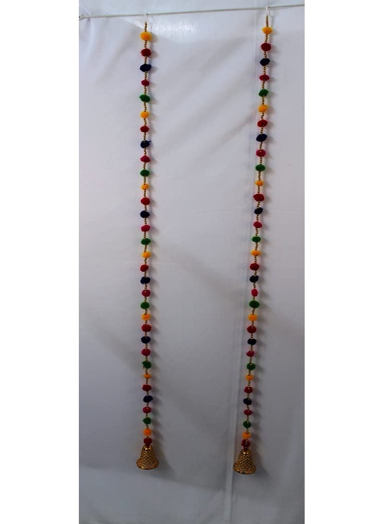 MAGPIE Magpie Collections Handmade Multicolor Strings Pom Pom for DoorWall Hanging Bandhanwar Garland for Decoration Diwali FestivalNavratriWedding 4 FT2 Strings  - Image 1