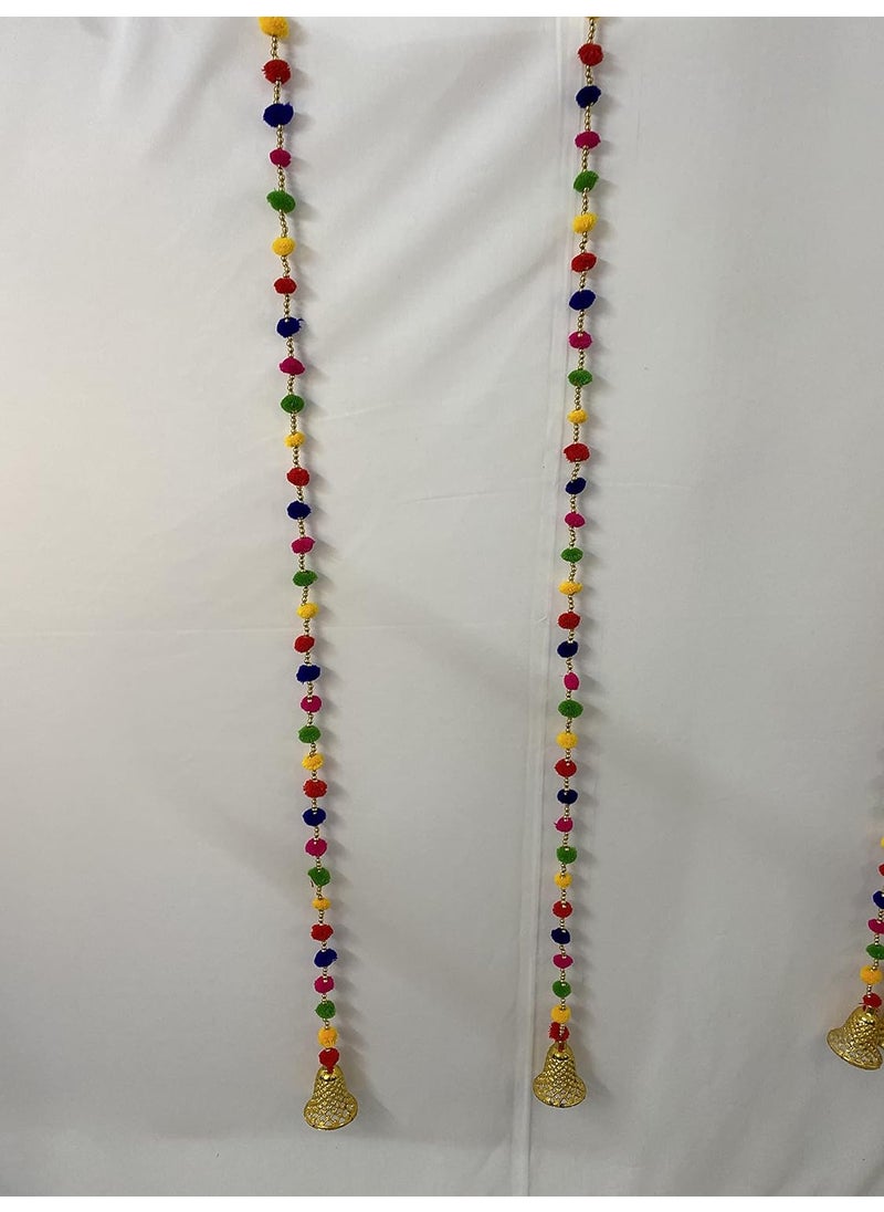 MAGPIE Magpie Collections Handmade Multicolor Strings Pom Pom for DoorWall Hanging Bandhanwar Garland for Decoration Diwali FestivalNavratriWedding 4 FT2 Strings  - Image 2