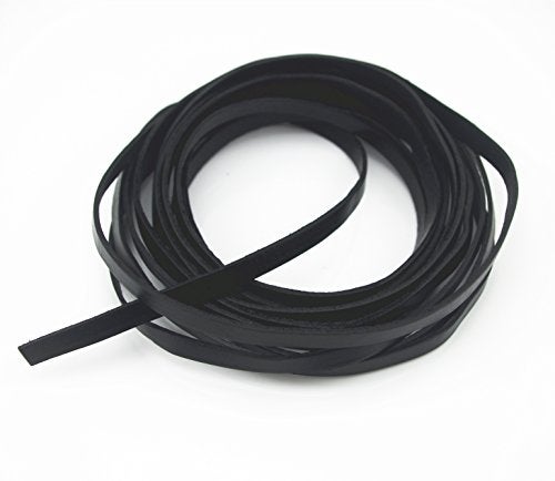 Glory Qin 8x2 mm Genuine Cow Hide Flat Leather Strip,Genuine Leather Cord Real Leather Craft for Jewelry Making LeatherRush (Black, 5 Yards) - Image 2
