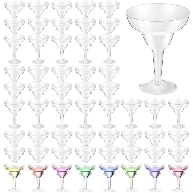 Zopeal 72 Pcs Plastic Margarita Glasses 8 oz Plastic Margarita Cups Mexican Theme Cocktail Glasses Shatterproof Disposable Cocktail Cups for Cinco De Mayo FiestaClear 