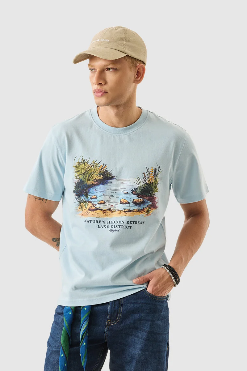 SNITCH Lake District Light Blue Slim Fit T-Shirt