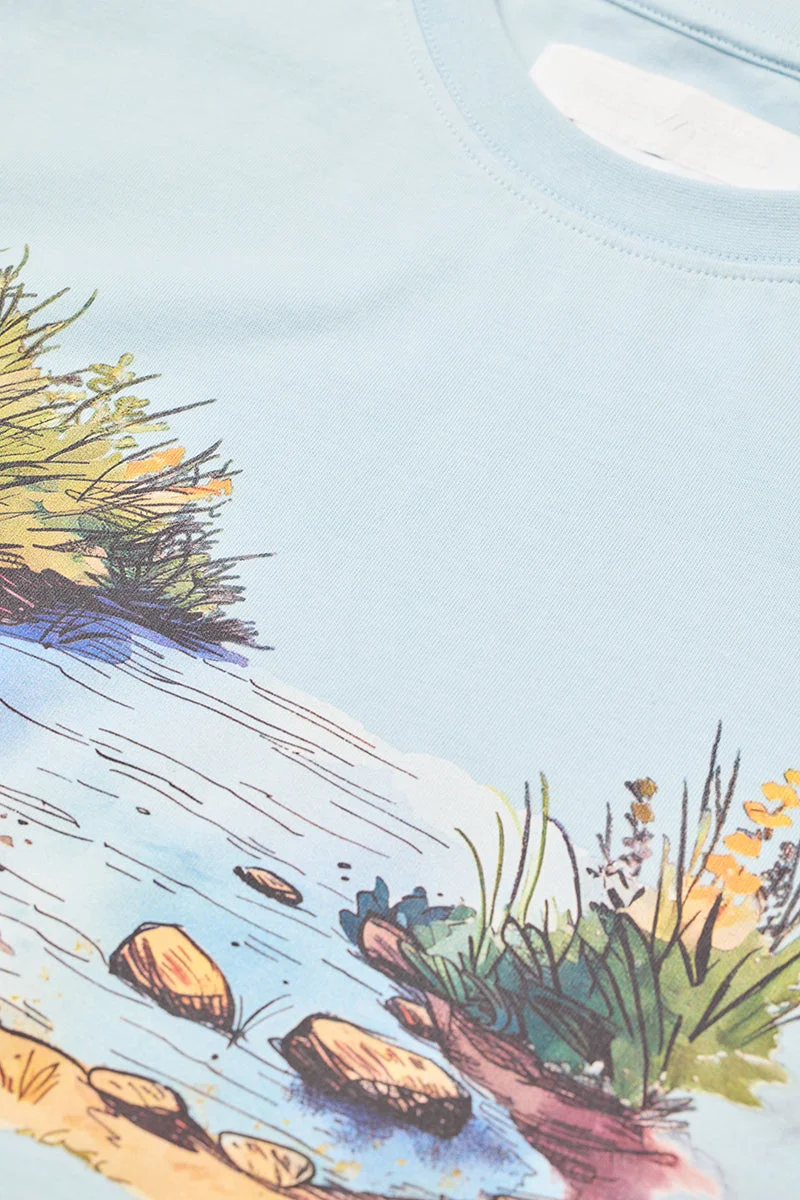 SNITCH Lake District Light Blue Slim Fit T-Shirt