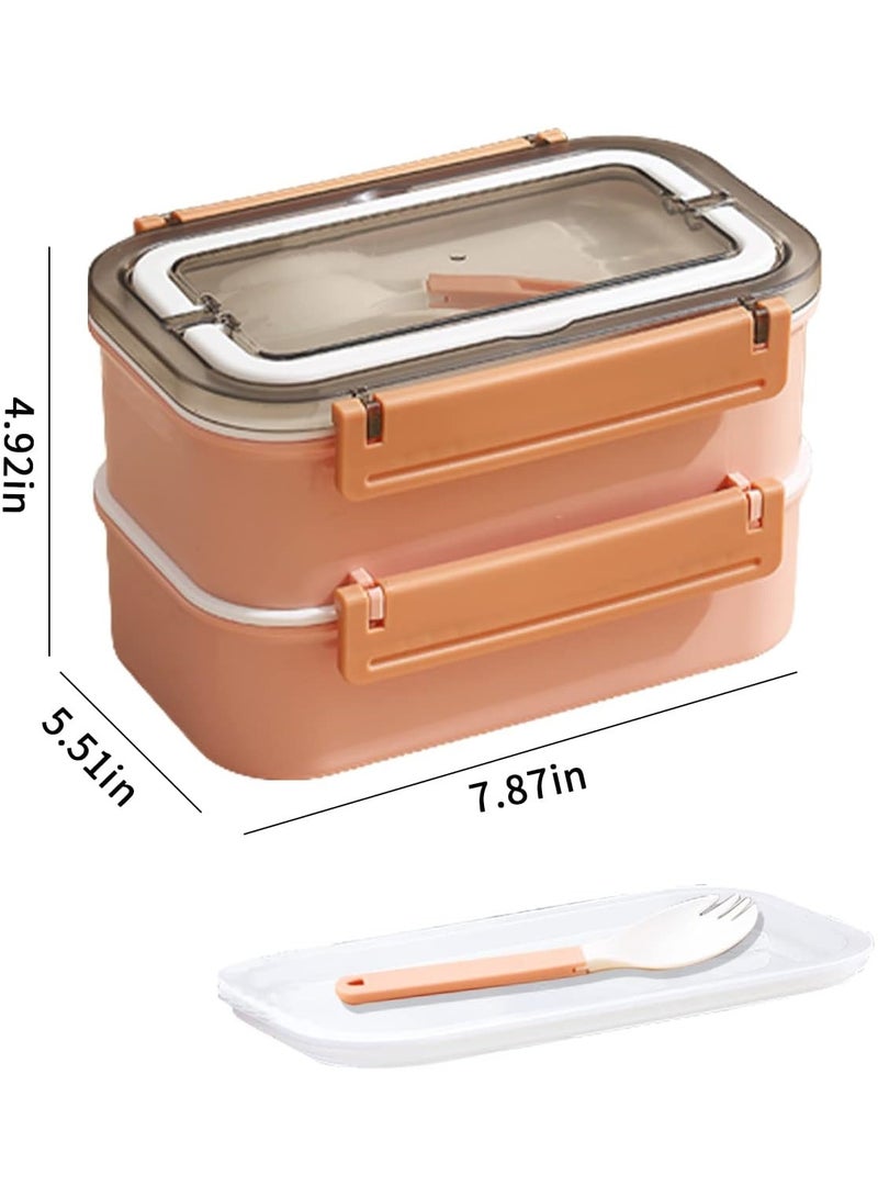 TOMSHOO Stainless Steel Lunch Box - Insulated Bento Box Multifunctional Containers Food Containers with 2 Compartments,Tableware, Nylon insulation bag (1.6L Pink) - Image 2