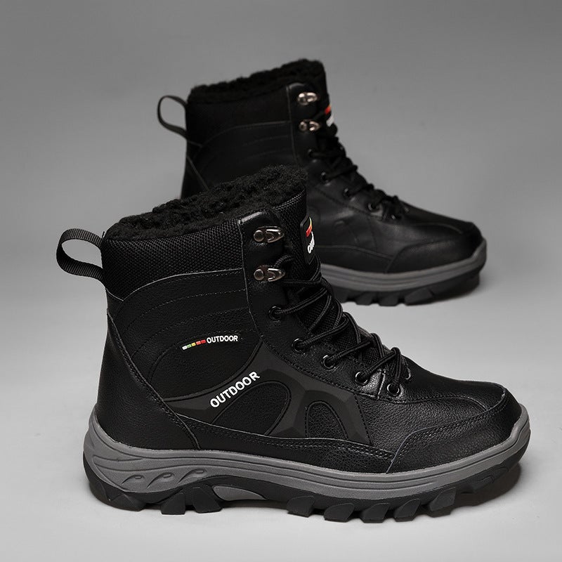 Boots Winter Northeast Outdoor Snow Boots Fleece-Lined Warm High-Top Cotton Shoes Large Size Couple Wear-Resistant Hiking Shoes - Image 2