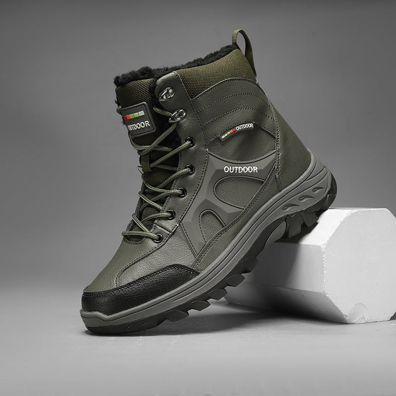 Boots Winter Northeast Outdoor Snow Boots Fleece-Lined Warm High-Top Cotton Shoes Large Size Couple Wear-Resistant Hiking Shoes - Image 1