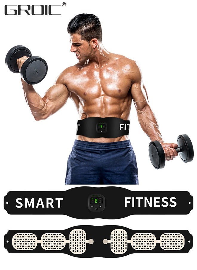 GROIC EMS Stimulator, USB Rechageable Ab Machine, Abdominal Toning Belt Home Office Fitness Workout Equipment for Abdomen Ab Stimulator with LCD Display,Household Fitness Equipment  - Image 1