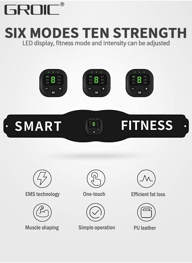 GROIC EMS Stimulator, USB Rechageable Ab Machine, Abdominal Toning Belt Home Office Fitness Workout Equipment for Abdomen Ab Stimulator with LCD Display,Household Fitness Equipment  - Image 4