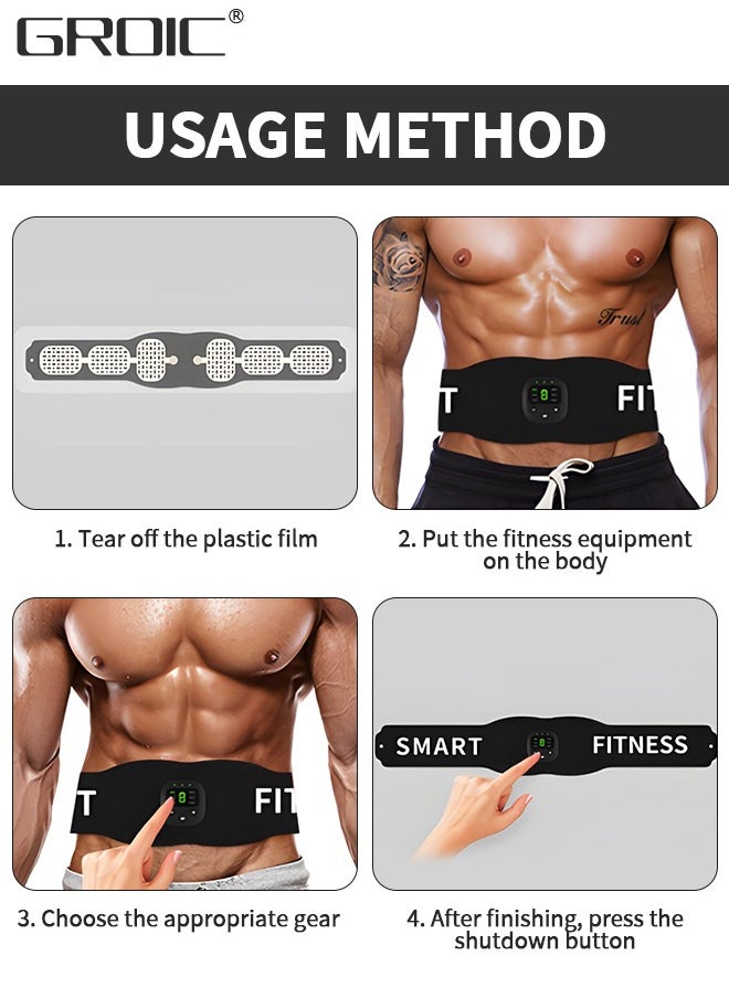 GROIC EMS Stimulator, USB Rechageable Ab Machine, Abdominal Toning Belt Home Office Fitness Workout Equipment for Abdomen Ab Stimulator with LCD Display,Household Fitness Equipment  - Image 5