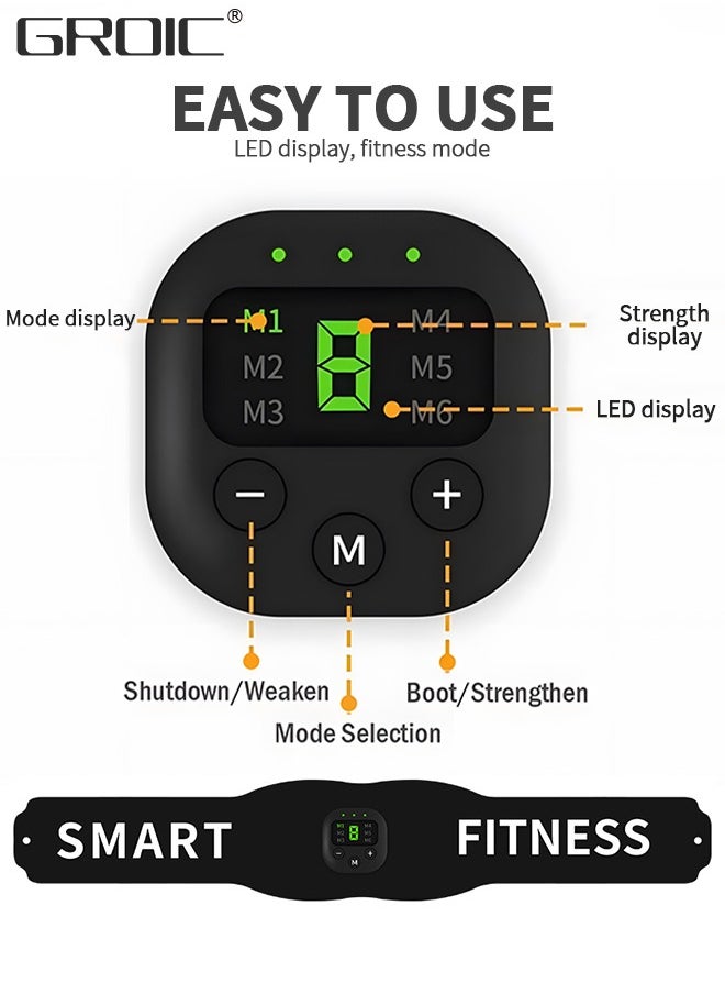 GROIC EMS Stimulator, USB Rechageable Ab Machine, Abdominal Toning Belt Home Office Fitness Workout Equipment for Abdomen Ab Stimulator with LCD Display,Household Fitness Equipment  - Image 3