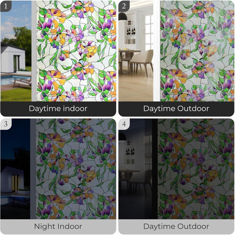 ADD.HERES Stained Glass Window Film Privacy for Glass Windows, Window Privacy Film UV Blocking Static Cling for Home Kitchen Office Bathroom 103134-44X120D - Image 4