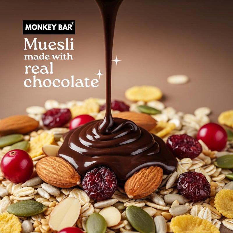 MONKEY BAR Morning Muesli - Chocolate | 700g | Made with Pure Chocolate | with Probiotics | Healthy Breakfast Cereal | Granola | No refined sugar | Supersaver Pack - Image 3