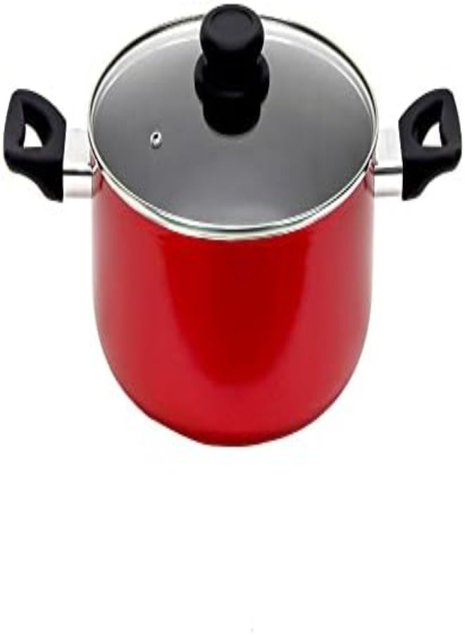 AKDC Kitchenmark Aluminum Casserole With Glass Lid, Induction Safe Saucepan With Durable Non-Stick Granite Coating Stock Pot Heat Resistant Handles Cookware Casseroles Pan Red Color (M - 24 Cm) - Image 1