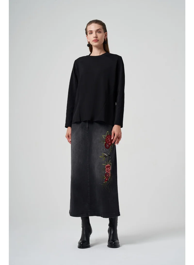 MissWhence  Embroidered Denim Skirt for Women | Best Price UAE