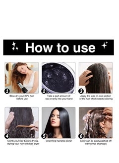 Excefore Hair Color Wax, Unisex Temporary Hair Dye Wax Colour, 120g One-time Natural Hair Spray Mud Hairstyle Cream, Washable Instant Styling Coloring Clay, for Party, Cosplay, Masquerade (Black)  - Image 4
