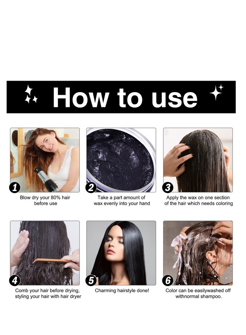 Excefore Hair Color Wax, Unisex Temporary Hair Dye Wax Colour, 120g One-time Natural Hair Spray Mud Hairstyle Cream, Washable Instant Styling Coloring Clay, for Party, Cosplay, Masquerade (Black) - Image 4