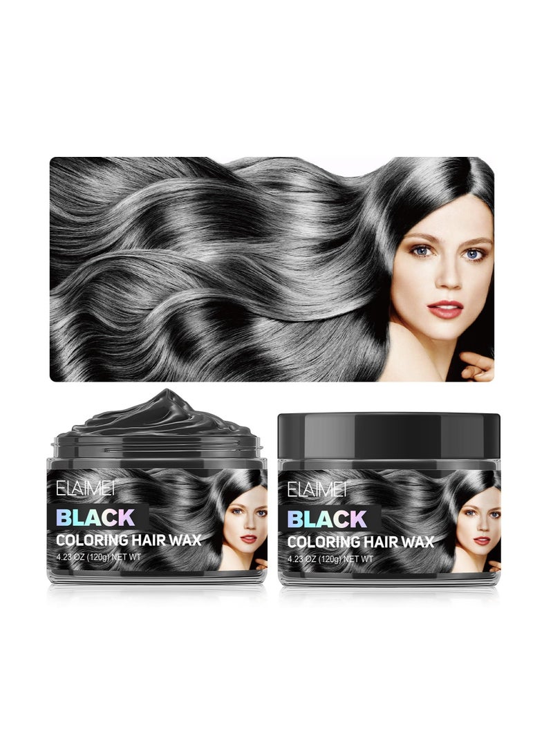 Excefore Hair Color Wax, Unisex Temporary Hair Dye Wax Colour, 120g One-time Natural Hair Spray Mud Hairstyle Cream, Washable Instant Styling Coloring Clay, for Party, Cosplay, Masquerade (Black) - Image 2