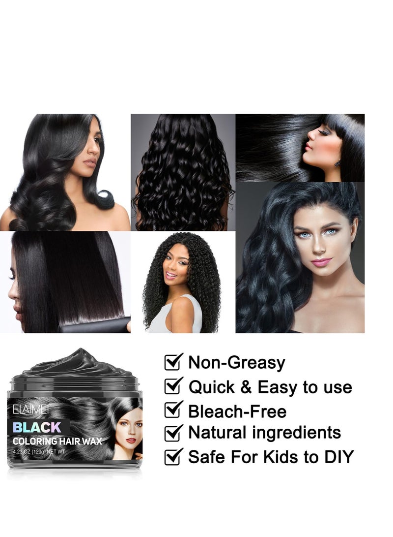 Excefore Hair Color Wax, Unisex Temporary Hair Dye Wax Colour, 120g One-time Natural Hair Spray Mud Hairstyle Cream, Washable Instant Styling Coloring Clay, for Party, Cosplay, Masquerade (Black) - Image 5
