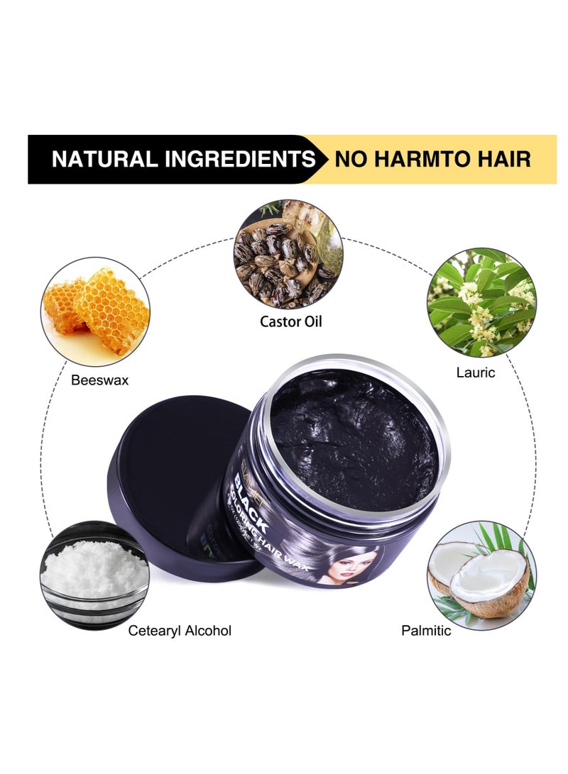 Excefore Hair Color Wax, Unisex Temporary Hair Dye Wax Colour, 120g One-time Natural Hair Spray Mud Hairstyle Cream, Washable Instant Styling Coloring Clay, for Party, Cosplay, Masquerade (Black) - Image 3
