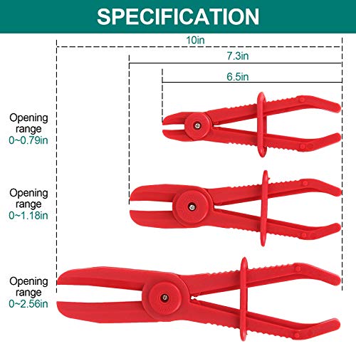 MIVIDE 6 Pack Hose Clamp Pliers - Pinch Pliers Line Clamps for Fuel, Gas, Brake, Radiator, Coolant & Flexible Hoses - Red - Image 2