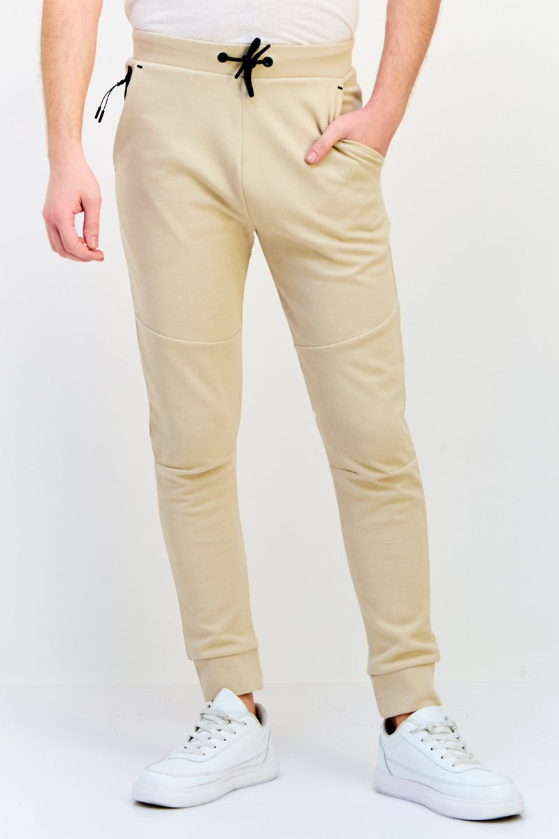Celio Men Regular Fit Solid Jogger Pants, Tan - Image 1