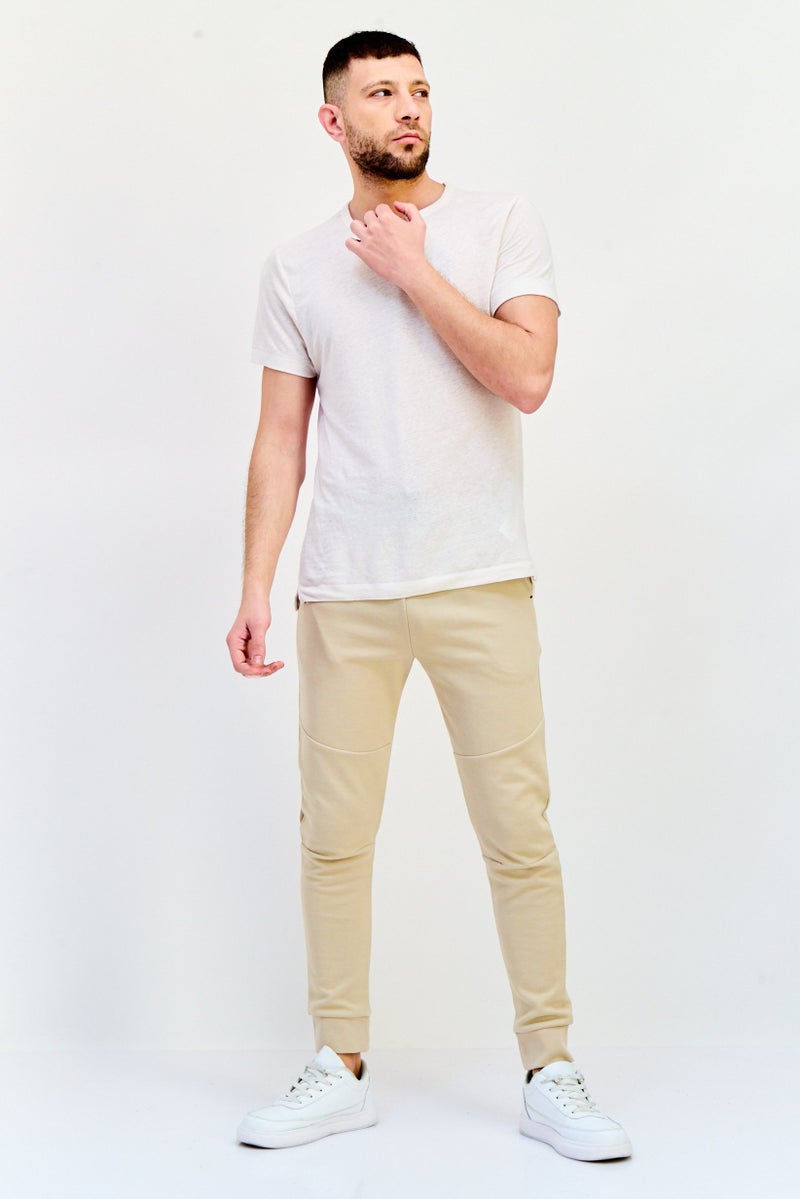 Celio Men Regular Fit Solid Jogger Pants, Tan - Image 4
