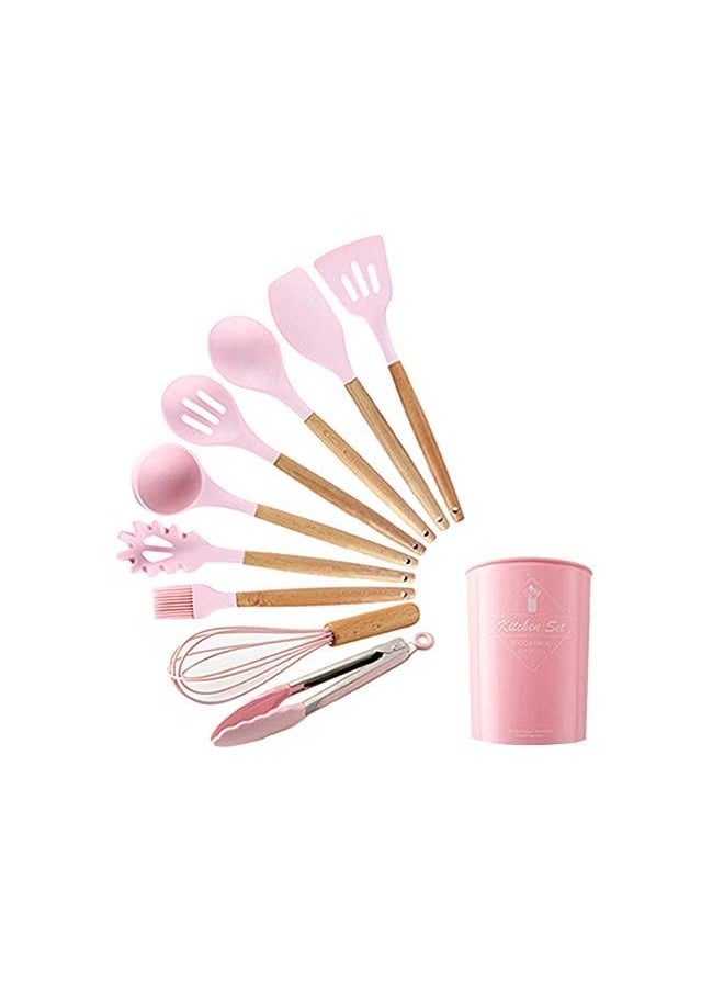 PROMASS 11 Silicone Cooking Utensils Non-Stick Spatula Spoon Brush Kitchen Tools - Pink  - Image 4