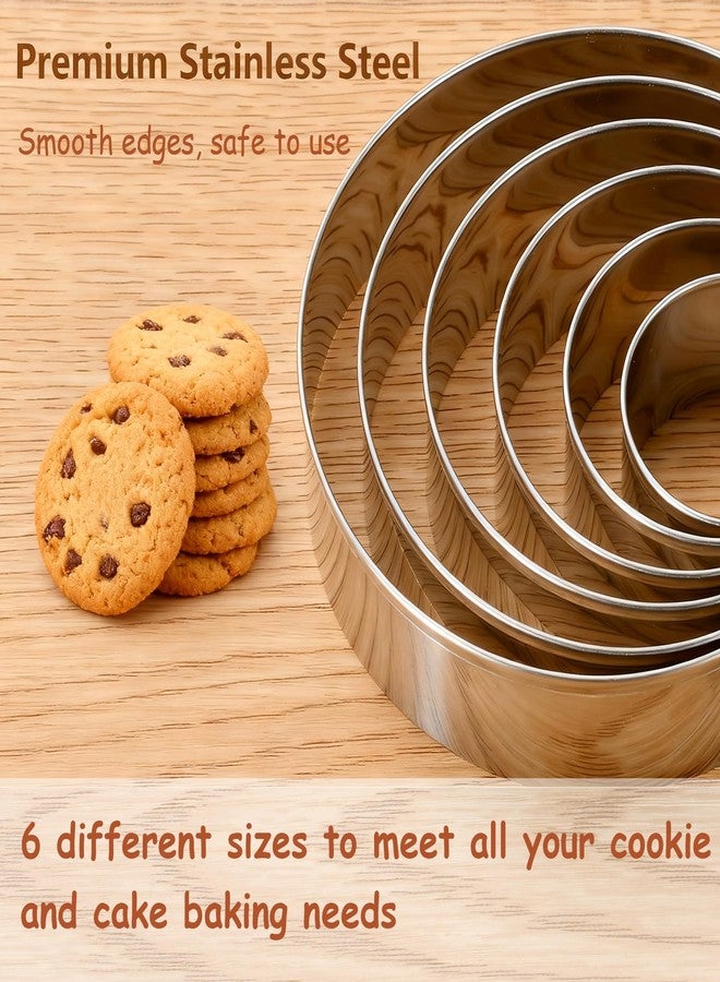 GLECTG 6 PCS Round Cookie Cutters (1.5,2,2.5,3,3.5,4 Inch), Stainless Steel Cookie Cutter, Kitchen Baking Utensils,Suitable for Making Cookies, Cakes, pizza and More. - Image 4