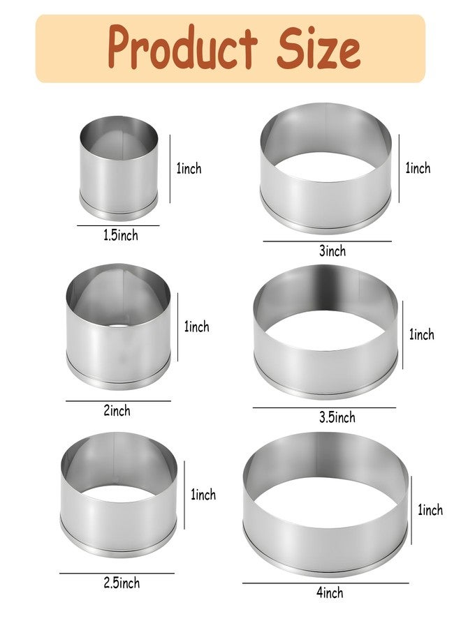 GLECTG 6 PCS Round Cookie Cutters (1.5,2,2.5,3,3.5,4 Inch), Stainless Steel Cookie Cutter, Kitchen Baking Utensils,Suitable for Making Cookies, Cakes, pizza and More. - Image 2