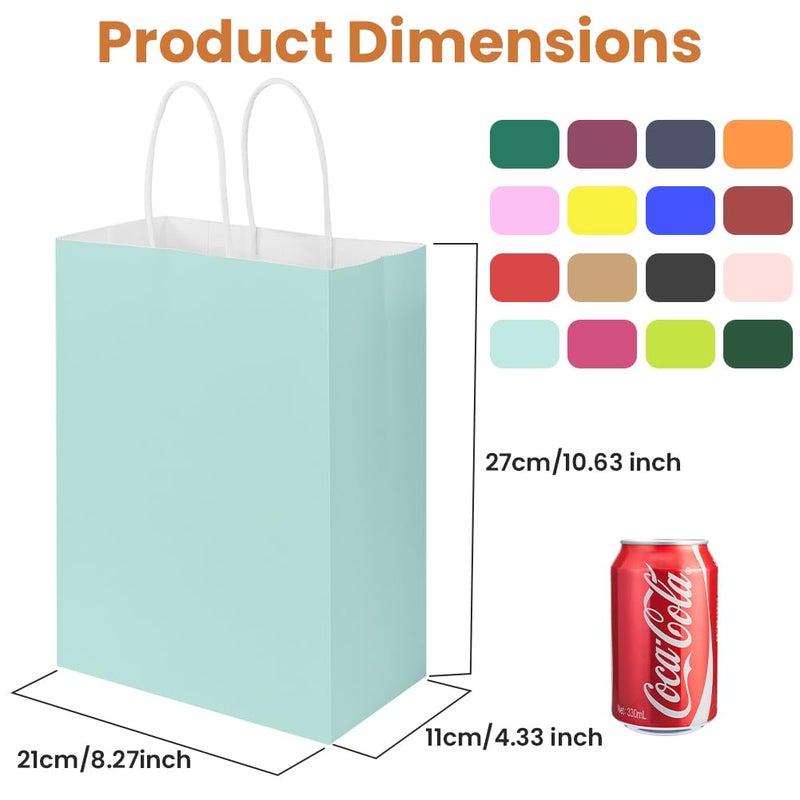 OFFCUP 16 Pieces Kraft Paper Bags with Handles, 21 x 11 x 27 cm for Birthday, Wedding, Party, Christmas Gift Wrapping and DIY - Image 2