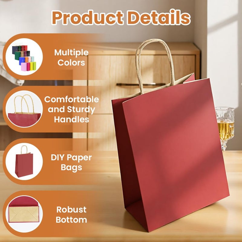 OFFCUP 16 Pieces Kraft Paper Bags with Handles, 21 x 11 x 27 cm for Birthday, Wedding, Party, Christmas Gift Wrapping and DIY - Image 3