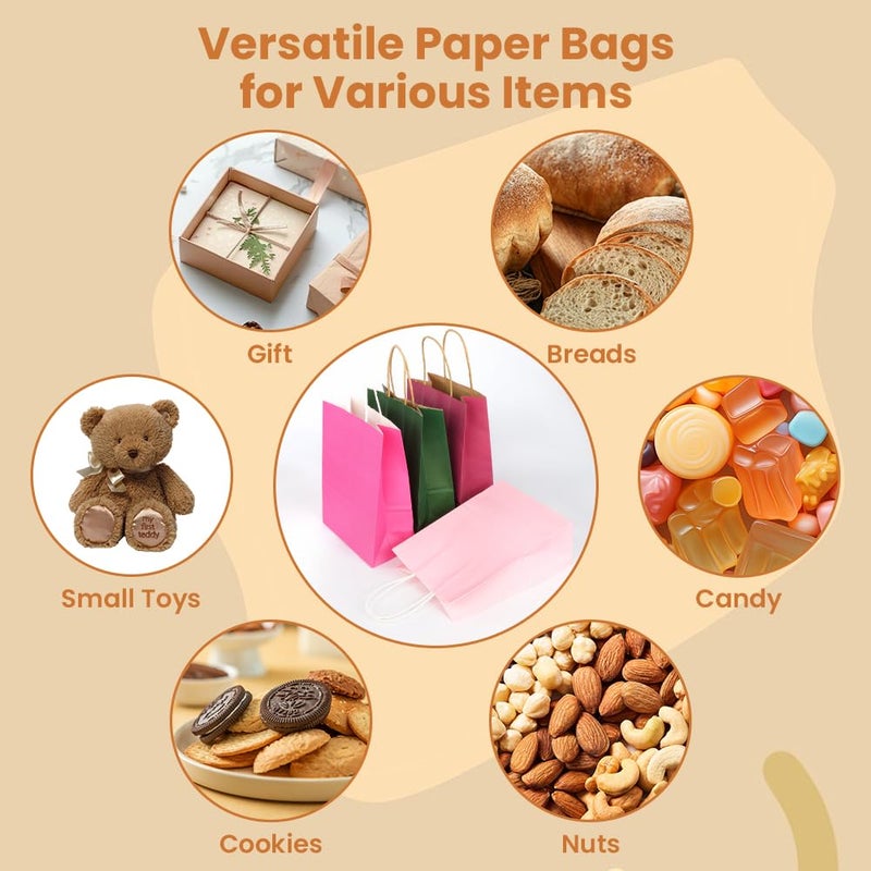OFFCUP 16 Pieces Kraft Paper Bags with Handles, 21 x 11 x 27 cm for Birthday, Wedding, Party, Christmas Gift Wrapping and DIY - Image 4