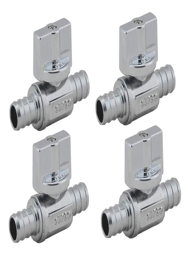 Grneric LD Valve- 1/4 Turn Pex Straight Toilet Stop Valve, 1/2-in PEX x 1/2-in PEX, Quarter Turn LF Brass Chrome Plated Pex Str Shut off Valve for Faucet or Toilet Installation (4-Pack) - Image 1