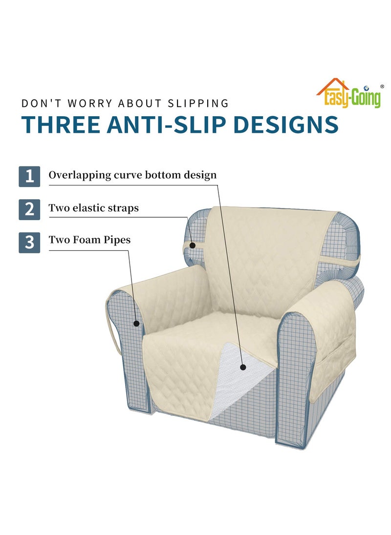 Easy-Going - Easy-Going Sofa Slipcover Loveseat Cover Waterproof Couch Cover Furniture Protector Sofa Cover Pets Covers Non-Slip Fabric for Pets Kids Children Dog Cat (Loveseat, Ivory) - Image 1