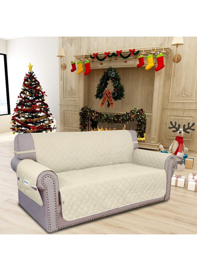 Easy-Going - Easy-Going Sofa Slipcover Loveseat Cover Waterproof Couch Cover Furniture Protector Sofa Cover Pets Covers Non-Slip Fabric for Pets Kids Children Dog Cat (Loveseat, Ivory) - Image 1