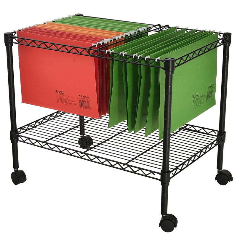 Finnhomy Premium 1Tier Metal Rolling File Cart for Letter Size and Legal Size Folder Black
