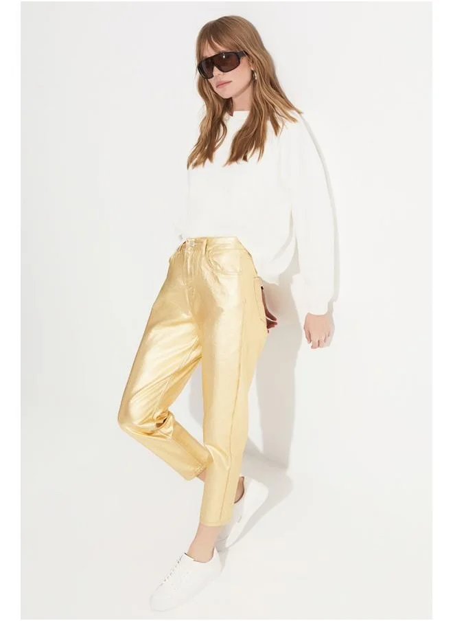 JUNE June Coated Trouser Gold