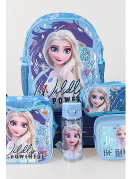 Elsa Dekomus Licensed Frozen Kindergarten Bag Pencil Bag Lunch Box and 500 ml Water Bottle School Set  - Image 2