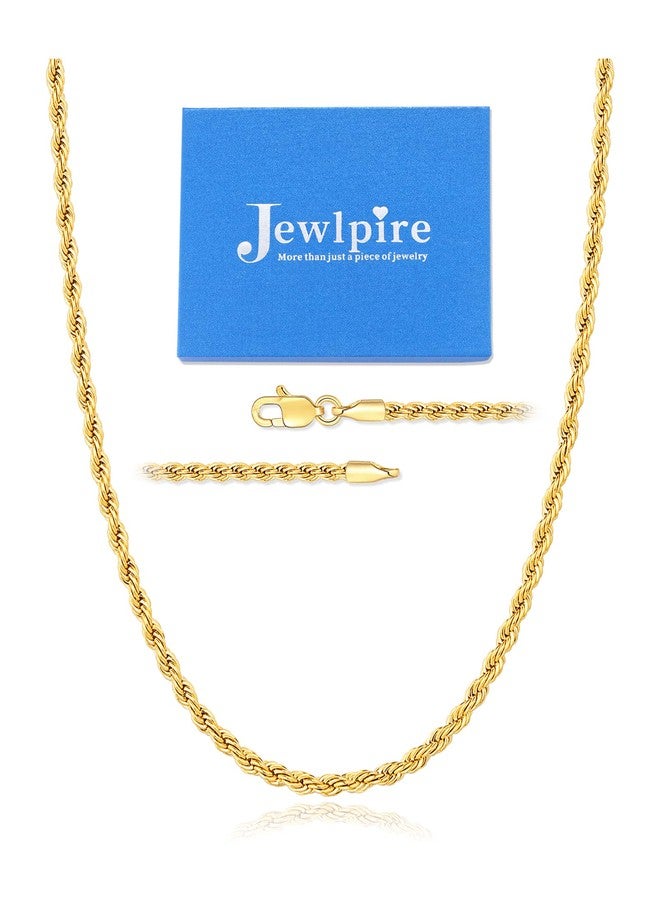 Jewlpire Silver Rope Chain/14k Gold Plated Chain Necklace for Men, 2.5mm 3mm 4mm Chains for Men Women, Stainless Steel Necklace Chains, Mens Necklaces 16 18 20 22 24 26 Inch, 20 Inch, Stainless Steel - Image 1