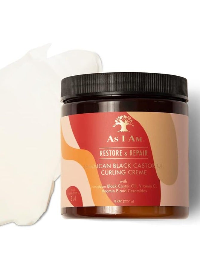 آز أي آم كريم ريستور آند ريبير لتجعيد الشعر بزيت الخروع الأسود الجامايكي 227 جرام - Image 2