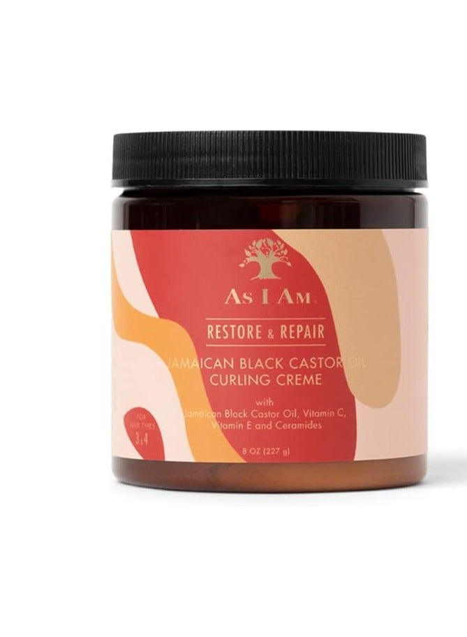 آز أي آم كريم ريستور آند ريبير لتجعيد الشعر بزيت الخروع الأسود الجامايكي 227 جرام - Image 1